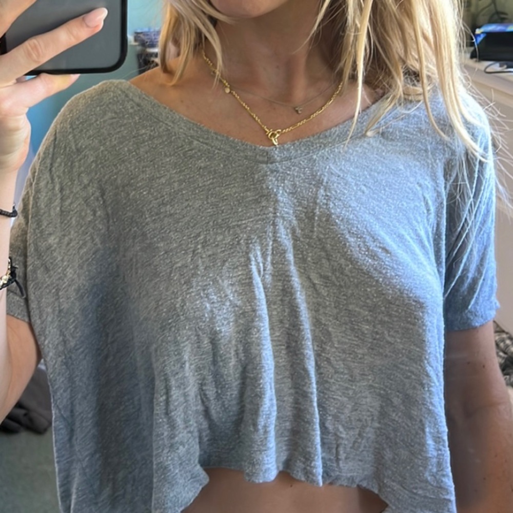 Brandy Melville Grey Light Weight V-Neck